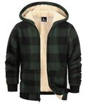 zitysport Boy Fleece Jacket Kids Winter Plaid Fleece Full-Zip Hoodie Fleece Lined Sherpa Sweatshirt Boy's Jacket Soft Warm Hooded Flannel Jacket for Children (M, Green)