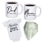 Tipit Drinkware Pregnancy Gift Est 2024 -New Parents Gifts-Mom and Daddy Est 2024 11 oz Mug Set - Onesie (0-3M)-Top Mom and Dad Gift Set for Expecting Parents to Be New Mom Gifts(Green Bib 24)
