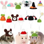 Silkfly 12 Pcs Hamster Hat Mini Hand Knitted Hat Hamster Clothes Small Animals Guinea Pig Hat Cute Tiny Rat Hat for Snakes Pets Lizards Hamsters Bearded Dragons Holiday Party Costume Accessories