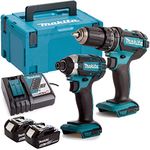 Makita DLX2131TJ 18V 2 x 5.0Ah Li-ion Combi Drill DHP482 + DTD152 Impact Twin Kit