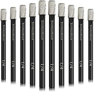 DKIBBITH 10 Pack 1/4'' Dry Diamond Drill Bits Set for Granite Ceramic Marble Tile Stone Glass Hard Materials, Integrated Coolant for Fast Dry Drilling Smooth Holes, with 6mm Round Shank, Storage Case