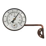 Brass Outdoor Thermometer Hygrometer With Stylish Dial Design - Garden Thermometer Suitable For Outside Temperature and Humidity Meter Gauge Wall Greenhouse Garage Swinging Arm For Easy Positioning