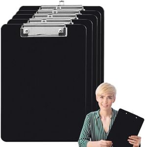 UieaMsio A4 Portablocco,6 Pezzi Clipboard A4 con Clip in Metallo,Cartellina Rigida con Pinza in Plastica Nera,Gestione dei file portatile,Portablocchi Lavagna da Scrittura Appunti
