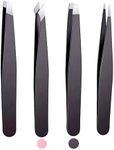 Set of 4 eyebrow tweezers, flat, sl