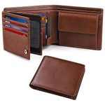 HOCRES® Wallets for Mens RFID Blocking Leather Slim Wallet with 15 Credit Card Holders, 2 Banknote Compartments & 2 ID Window Minimalist Wallets with Gift Box