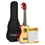 Martin Smith 21 Inch Soprano Ukulele Starter Set, Natural Acoustic 4 String Beginner Uke for Kids & Adults with Gig Bag & Chord Book