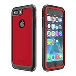 ImpactStrong Compatible with iPhone 7 Plus/iPhone 8 Plus Case, with Ultra Protective Case with Built-in Clear Screen Protector Full Body Cover (Red)