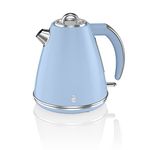 Swan SK19020BLN Retro Jug Kettle, Fast Boil, Easy Pour, 360 Degree Base, 1.5L, 3KW, Blue