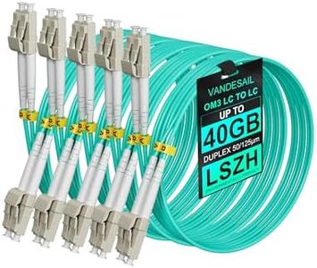 Fiber Patch Cable, Gigabit Fiber Optic Cables VANDESAIL 10G with LC to LC Multimode OM3 Duplex 50/125 OFNP (2M, OM3-5Pack)
