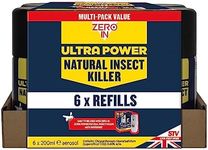 Zero In Ultra Power Natural Insect Killer Refill- 200 ml Aerosol (6-Pack) Value Pack Kills Flies, Cluster Flies, Fleas, Bed Bugs and more Use in Homes, Lofts and Outbuildings