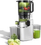 AMZCHEF Cold Press Juicers, 5.8" Self-Feeding Juicer Machines for Whole Vegetable & Fruit, Masticating Juice Easy to Clean, High Juice Yield, Large Auger, Triple Strainers - Silver