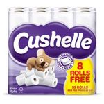 Cushelle Charmin Toilet Rolls 96 Rolls (3 x 32 Packs) Irresistibly Cushiony Soft White Toilet Tissue Ultra-Absorbent and Gentle on The Skin