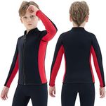 REALON Kids Wetsuit Top Jacket for Boys Girls Toddler Youth, Children's Wet Suit Shirt Neoprene 3mm Long Sleeve Front Zipper Swimsuit for Swimming Surfing Dive Snorkeling Water Sports