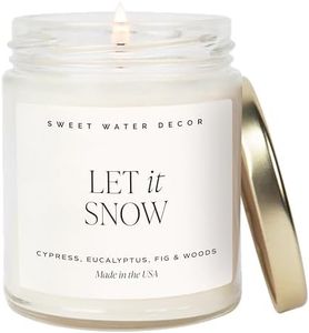 Sweet Water Decor Let it Snow Christmas Scented Candles - Christmas Stocking Stuffers Soy Candles with Cypress Scent - Christmas Candles with 40 Hours Burn Time - 9Oz Gold Lid Clear Jar Wax Candles