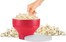 KARP Silicone Microwave Popcorn Popper Maker Foldable Bowl with Lid, BPA-Free and Dishwasher Safe