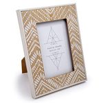 Truu Design, Boho Printed Wooden Picture Frame, 4 x 6 inches, Ivory