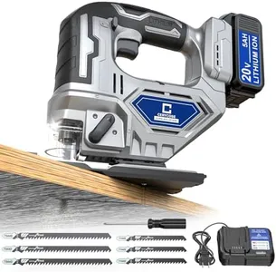 Cerycose Jigsaw Compatible With Dewalt 20v Max Battery, Cordless jig saw Brushless Motor, 0°- 45° Bevel Cuts, LED Light with 3 Position Orbital Setting (With 5Ah Battery & Charger Station Kit)