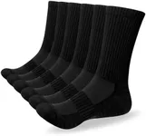 TANSTC Mens Socks 6 Pairs Crew Cotton Athletic Running Sports Socks, Anti-Blister Cushioned Breathable Climbing Hiking Socks