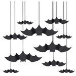 AKH® Halloween Hanging Bat Decorations | Pack of 10 | Door Strings Ceiling Paper Bat Decorations for Halloween | Spooky Bat Garland with black string | Bat themed Halloween Party Supplies