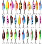 Metal Spoons Spinner Baits Fishing Lures Kit,30pcs Casting Fishing Spinnerbaits with Treble Hooks Fishing Lure Kit