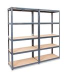 Storalex 2 x Garage Racking Shelving Units - UK’s Bestselling Garage Storage Shelves - Extra Deep 600mm Version - 200kg Per Shelf (Evenly Distributed) - Boltless Assembly System - 5 Tier Shelf Unit