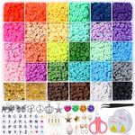 7000pcs Clay Beads Bracelet Making kit by ProPinz™, 28 Colors Round Polymer Heishi Clay Beads Set with Charms and Essential Accessories, for Bracelet Necklace Earring DIY with Letter Beads for Kids