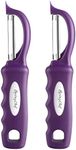 Spring Chef Premium Purple Swivel Vegetable Peeler Set of 2, Stainless Steel Potato Peeler for Kitchen with Soft Grip Handle, Apple Peeler With Sharp Blades - Perfect for Veggie, Fruit, Carrot, Mango