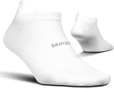Feetures High Performance Ultra Light No Show Tab Sock Solid (Medium, White)