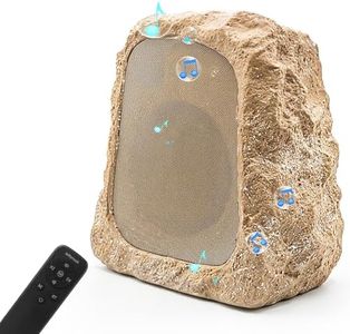 BlitzRock 2026 Outdoor Rock Speakers 30W(60W Paired) Hi-Fi Sound, Multi-Sync up to 100Pcs, Remote Control, Waterproof Solar-Powered, 7-Color LED Lights for Patio Garden Backyard Pool Party, 2 Packs