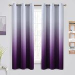 Yakamok 63 Inch Long Ombre Curtains,Thermal Insulated Light Blocking Greyish White to Purple Gradient Color Curtains, Room Darkening Grommet Window Drapes for Bedroom/Living Room(2 Panels,42W x 63L)