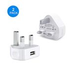 eLinkSmart USB Charger Phone Charger [2-Pack] 5V 2.1A UK Plug USB Wall Charger for Phone X SE/ 8/7 / 7 Plus / 6s / 6s Plus/ 5S/ 5, Pad, Tablet, Galaxy, Samsung Android, Fingerprint Padlock