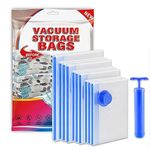 Vacuum Storage Bags, 10 Pack Space Saver Bags for Clothes with Free Hand Pump, Reusable Vacuum Sealer Bags for Storing Pillows Clothes Duvets Blankets Bedding (Small*3+Medium*3+LargeA*3+Jumbo*1)