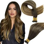 Full Shine Genius Weft Hair Extensions Human Hair Color Dark Brown To Ash Brown Mix Blonde Hair Weft Extensions Hand Tied Weft Human Hair Extensions For Women 14 Inch 50G