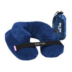 Cabeau Air TNE Inflatable Travel Neck Pillow Lightweight Inflatable Core, Customized Fit, Adjustable Chin Strap, with Compact Carrying Case for Comfort On-The-Go (Royal Blue)