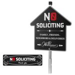 No Soliciting Sign for House, Aluminum No Solicitation Signs with Stake Stop No Soliciting Door Sign for Home Garden Yard (Black)