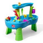 Step2 Rain Showers Splash Pond Toddler Water Table, Outdoor Kids Water Sensory Table, Ages 1.5+ Years Old, 13 Piece Water Toy Accessories, Kids Activity Table, Blue & Green