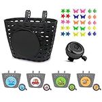 Noviko Kids Bike Basket Boy Bicycle Handlebar Basket with Bell Wheel Spokes for Girls