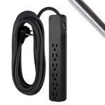 GE 6-Outlet Surge Protector, 20 Ft Braided Extension Cord, Power Strip, 840 Joules, Flat Plug, UL Listed, Black, 62943