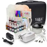 Watson & Webb Airbrush Cake Decorating Kit Airbrush Plus 13 Colours, Stencils, Cleaning Station & Case