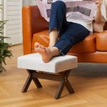 HOUCHICS Home Foot Stool, Foot Stools Ottoman with Non-Slip Wood Legs, Rectangle Small Ottoman Foot Rest, Footstools and Ottomans Small for Bedroom, Living Room, Study, Lounge, Entryway(Grey 1PACK)