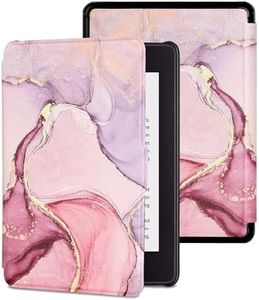 MOKASE Case Compatible with 6" All-New Amazon Kindle 11th Generation 2024/2022, Slim PU Leather Auto Wake/Sleep Cover with Hand Strap for 6 Inch Kindle 11th Generation 2024/2022 Release, Pink Marble