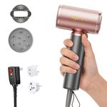 ANGILALA Dual Voltage(100~250V) Travel Mini Hair Dryer with European Plug Adapter for International Travel, 110,000 RPM High-Speed Portable Hair Dryer with Concentrator Nozzles