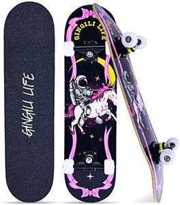 Gingili Life Skateboards for Adults Youths Teens Girls Boys Beginners Pro,31''x8'',7-Layer Maple,Double Kick Concave,Fascinating Cool,Solid&Durable (Astronaut)