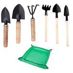 6 Pcs Gardening Tools Set, Mini Gardening Hand Tools Set,with 1 Pcs Gardening Plant Repotting Mat,Used for Seedlings, Bonsai, Succulents, Terrariums and Planting