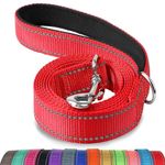 Joytale Padded Handle Dog Lead,Double-Sided Reflective Nylon Dogs Leads for Training, Walking Leash for Small, Medium Dogs, 1.2m × 2cm, Red