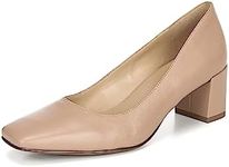 Naturalizer Women Karina Low Block Heel Square Toe Pump, Gingersnap Brown Leather, 7 Wide