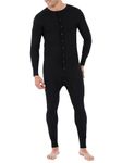 Fruit of the Loom mens Premium Thermal Union Suit, Black, Medium