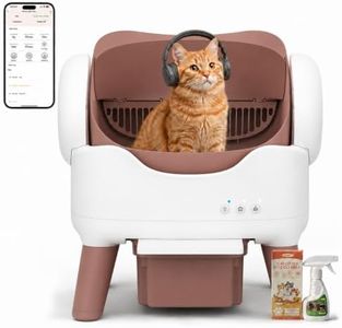 RPZ Automatic Cat Litter Box with APP Control, Open-top Design, 360° Safety Sensors, Self Cleaning Cat Litter Box for Multiple Cats, Litter Mat & 2 Rolls Refill Bags Included
