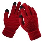 X-LENT Warm Woolen Hand Gloves Stretchable Men Women Winter Wool Biker Mittens Acrylic with Fingertip Touch (Unisex, Free Size) (Red, Free Size)