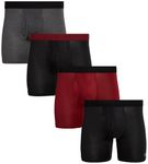 Reebok Men's Boxer Briefs - 4 Pack Soft Performance Boxers for Men with Fly Pouch - Quick Dry Active Mens Underwear Pack S-XL, Grey/Black/Red, XL